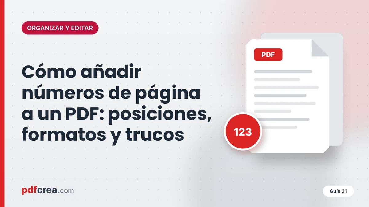 Cómo añadir números de página a un PDF: posiciones, formatos y trucos